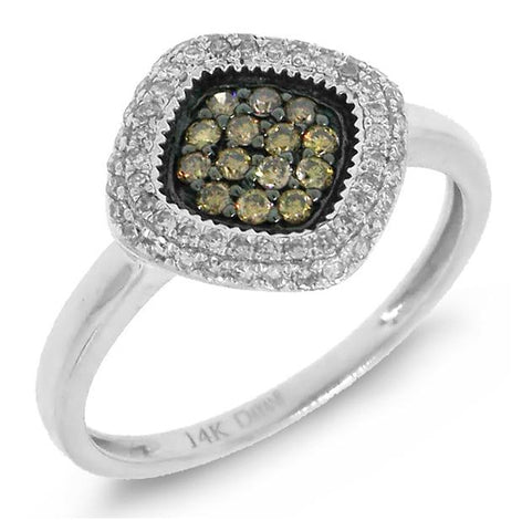 0.38 Ctw 14k White Gold White And Champagne Diamond Womens Ring