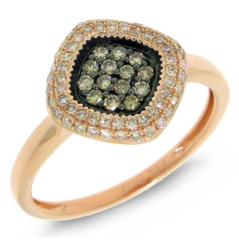 0.38 Ctw 14k Rose Gold White And Champagne Diamond Womens Ring