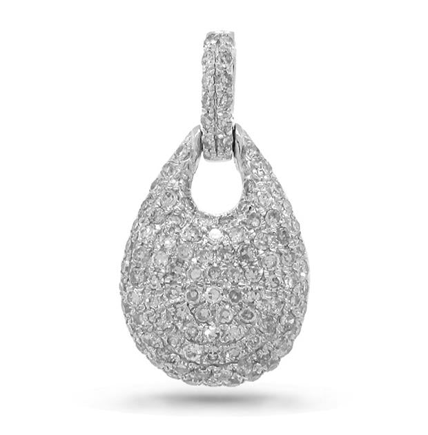 0.46 Ctw 14k White Gold Diamond Pave Pendant Necklace With 18 Inch Chain