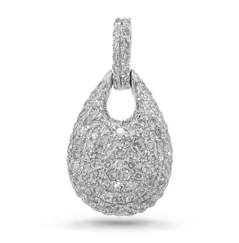 0.46 Ctw 14k White Gold Diamond Pave Pendant Necklace With 18 Inch Chain