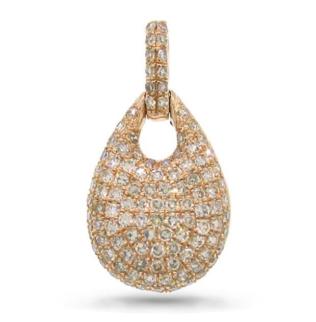 0.46 Ctw 14k Rose Gold Diamond Pave Pendant Necklace With 18 Inch Chain