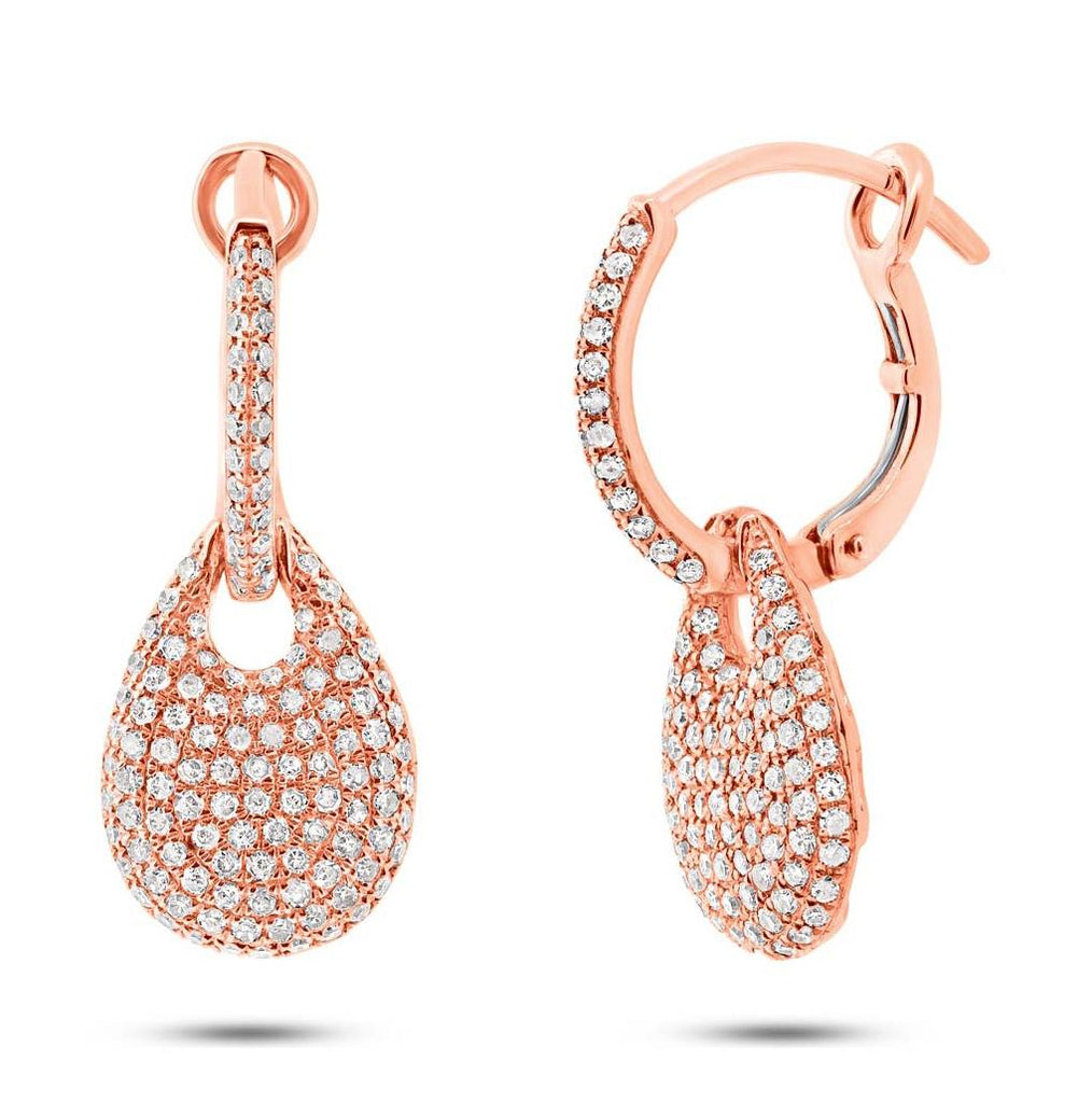 0.79 Ctw 14k Rose Gold Diamond Pave Earring