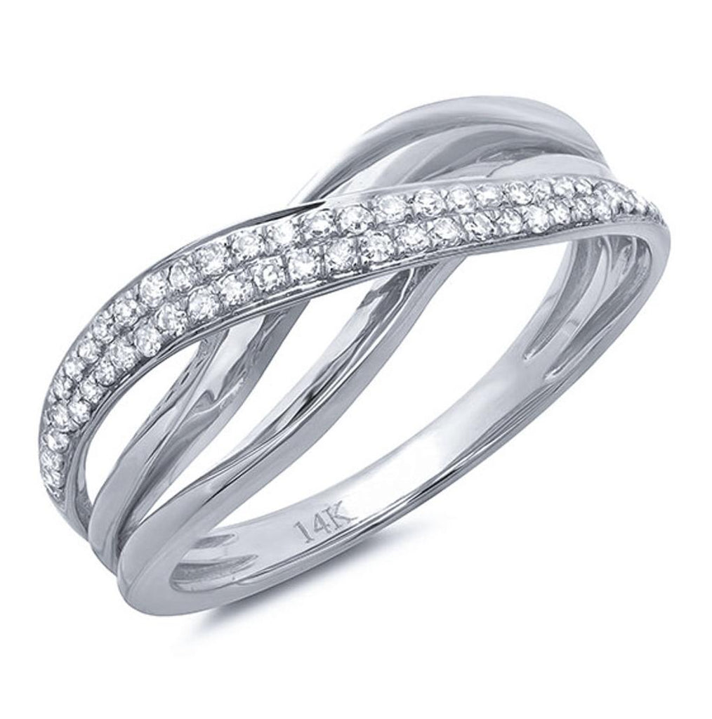 0.22 Ctw 14k White Gold Diamond Bridge Ring Size 6.25