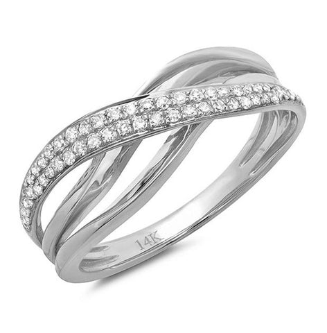 0.22 Ctw 14k White Gold Diamond Bridge Ring