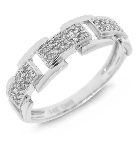 0.18 Ctw 14k White Gold Diamond Link Ring