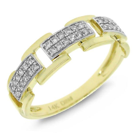 0.18 Ctw 14k Yellow Gold Diamond Link Ring