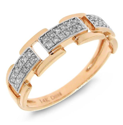 0.18 Ctw 14k Rose Gold Diamond Link Ring