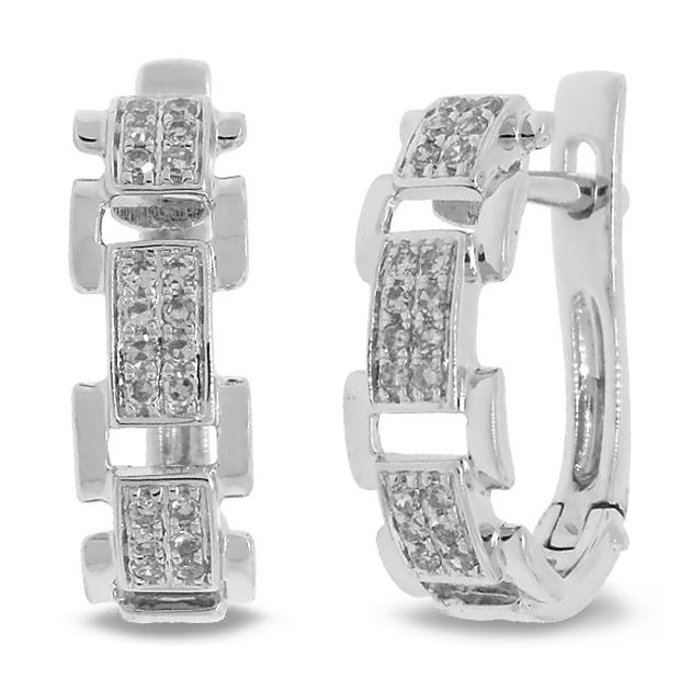 0.19 Ctw 14k White Gold Diamond Link Earring