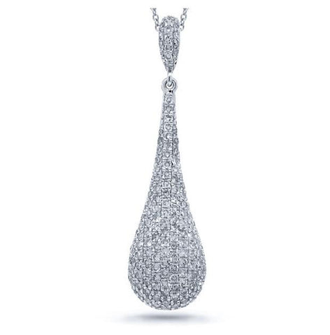 1.08 Ctw 14k White Gold Diamond Pave Pendant Necklace With 18 Inch Chain