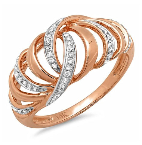 0.17 Ctw 14k Rose Gold Diamond Womens Ring