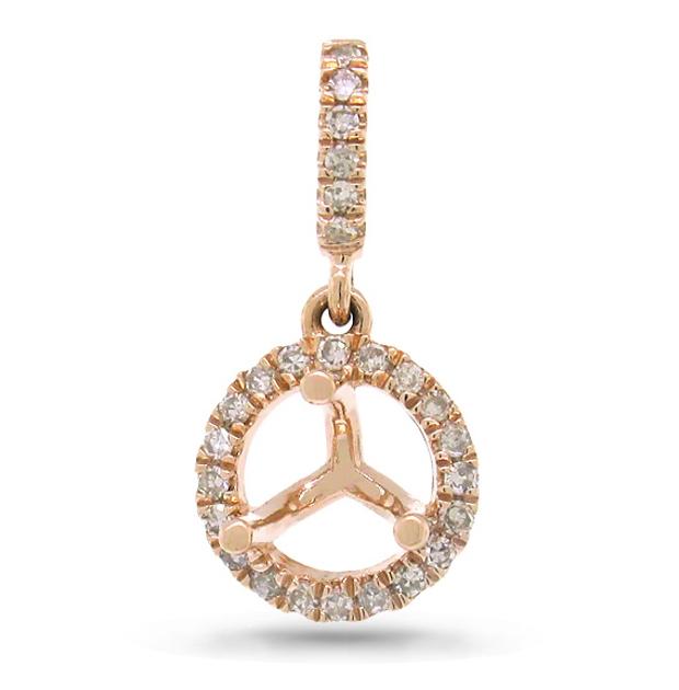 0.11 Ctw 14k Rose Gold Diamond Semi-mount Pendant Necklace With 18 Inch Chain