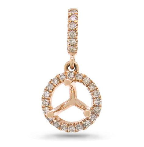 0.11 Ctw 14k Rose Gold Diamond Semi-mount Pendant Necklace With 18 Inch Chain