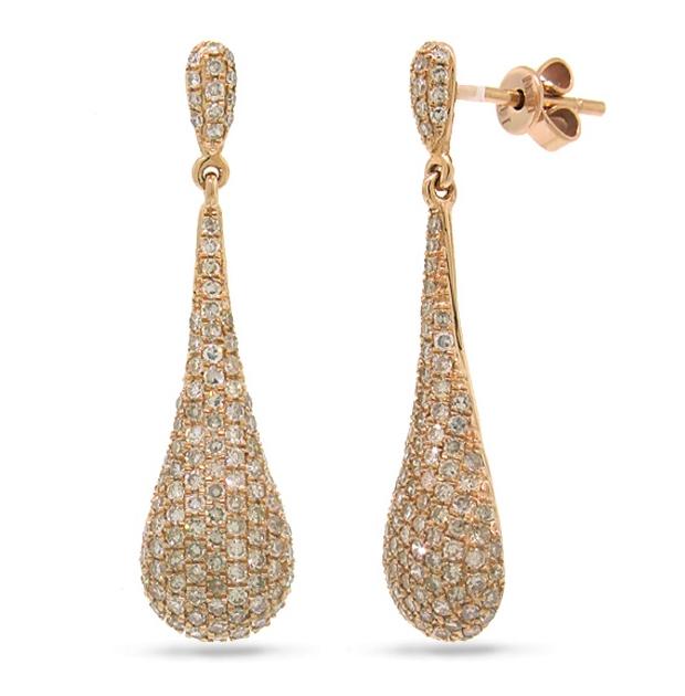 1.51 Ctw 14k Rose Gold Diamond Pave Earring