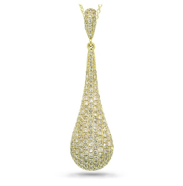 1.08 Ctw 14k Yellow Gold Diamond Pave Pendant Necklace With 18 Inch Chain