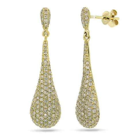 1.51 Ctw 14k Yellow Gold Diamond Pave Earring