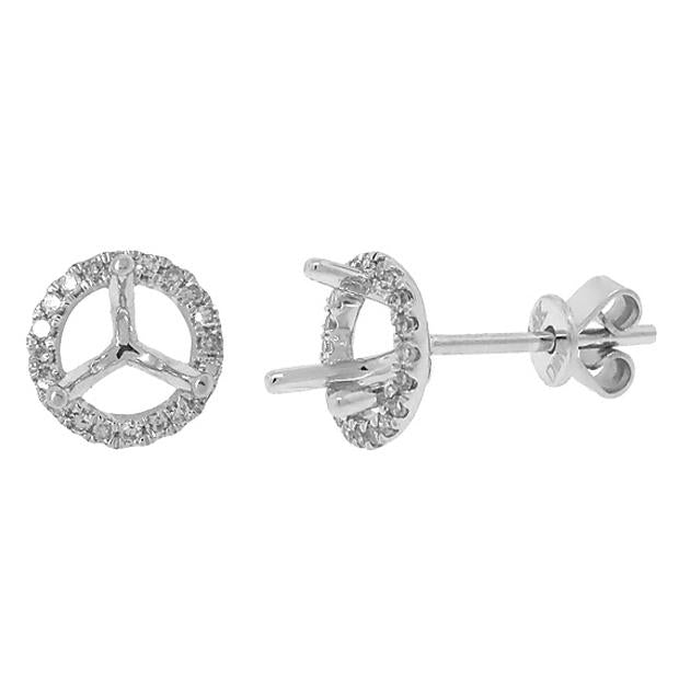 0.16 Ctw 14k White Gold Diamond Semi-mount Earring