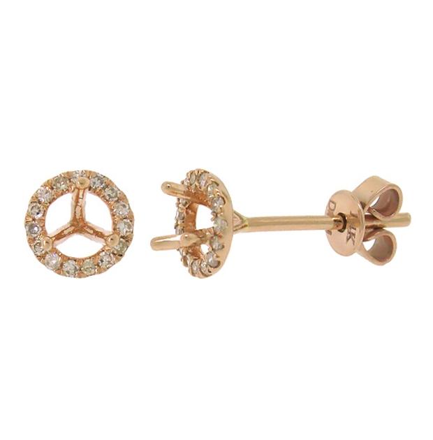 0.11 Ctw 14k Rose Gold Diamond Semi-mount Earring