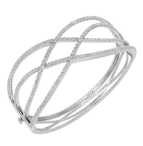 3.11 Ctw 14k White Gold Diamond Bangle Bracelet