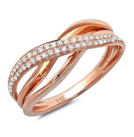 0.22 Ctw 14k Rose Gold Diamond Bridge Ring
