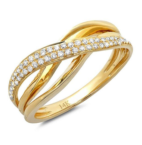 0.22 Ctw 14k Yellow Gold Diamond Bridge Ring
