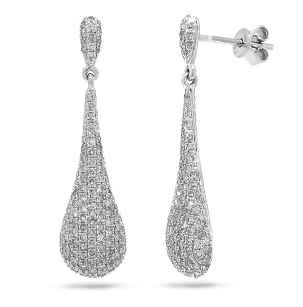 1.51 Ctw 14k White Gold Diamond Pave Earring