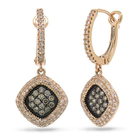 0.85 Ctw 14k Rose Gold White And Champagne Diamond Earring