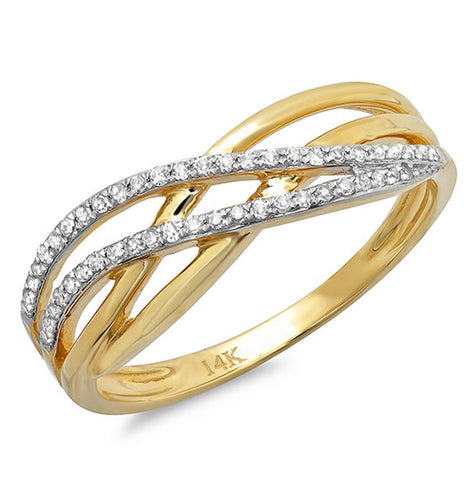 0.16 Ctw 14k Yellow Gold Diamond Bridge Ring Size 6