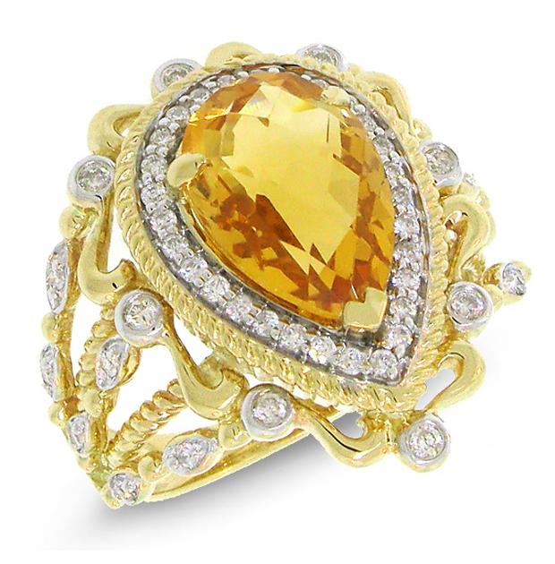 0.35 Ctw Diamond And 2.95 Ctw Citrine 14k Two-tone Gold Ring