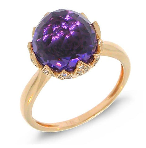 0.29 Ctw Diamond And 7.10 Ctw Amethyst 14k Rose Gold Ring