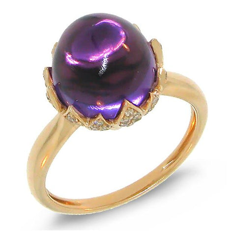 0.29 Ctw Diamond And 7.69 Ctw Amethyst 14k Rose Gold Ring