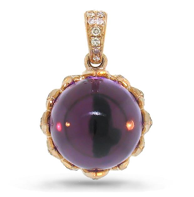 0.31 Ctw Diamond And 7.82 Ctw Amethyst 14k Rose Gold Pendant Necklace With 18 Inch Chains