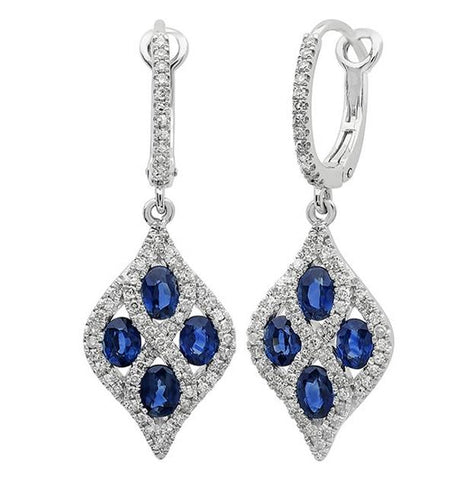 0.49 Ctw Diamond And 1.58 Ctw Blue Sapphire 14k White Gold