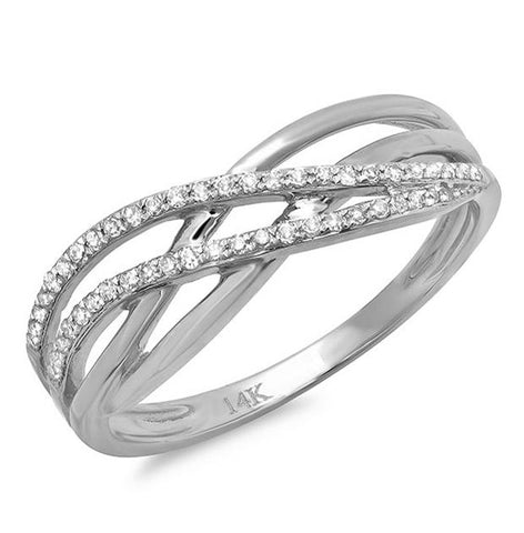 0.16 Ctw 14k White Gold Diamond Bridge Ring