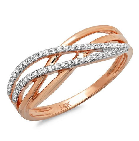 0.16 Ctw 14k Rose Gold Diamond Bridge Ring