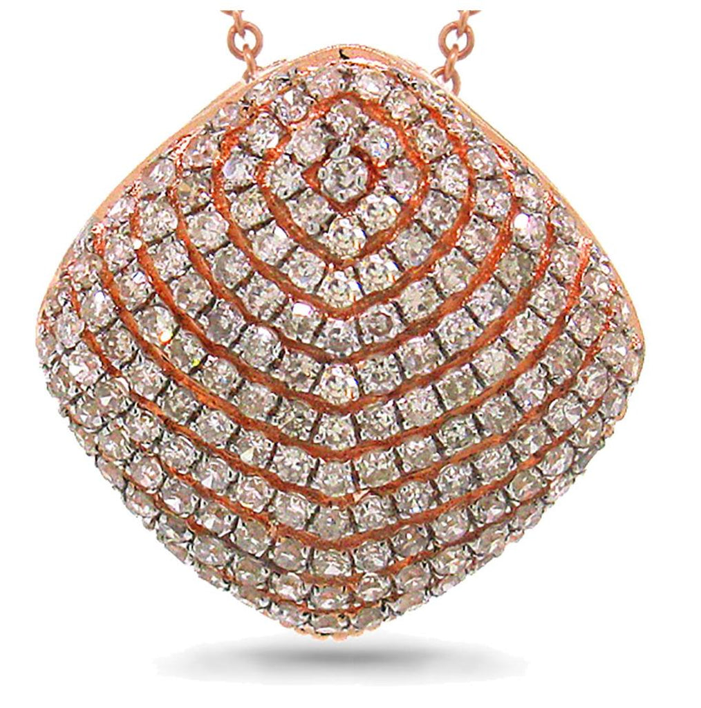 0.48 Ctw 14k Rose Gold Diamond Pave Pendant Necklace With 18 Inch Chain