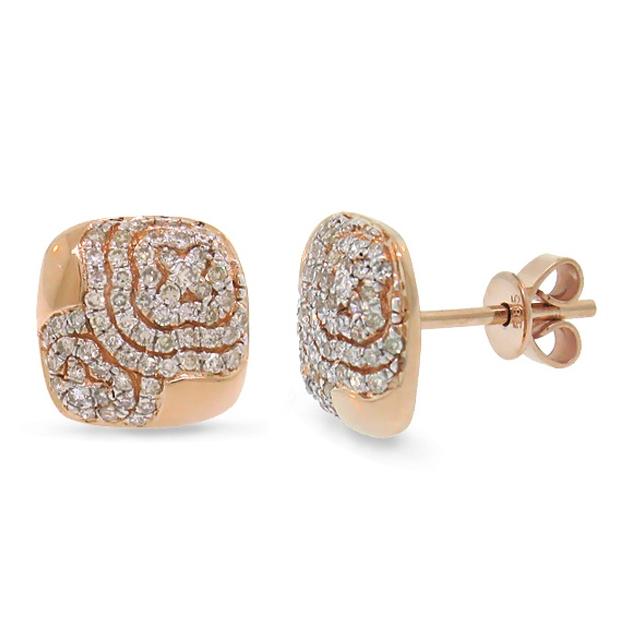 0.37 Ctw 14k Rose Gold Diamond Pave Earring