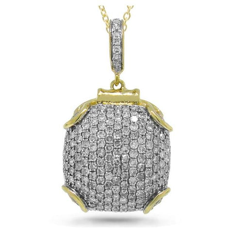 1.02 Ctw 14k Yellow Gold Diamond Pave Pendant Necklace With 18 Inch Chain