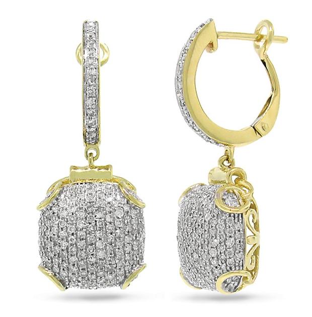 0.93 Ctw 14k Yellow Gold Diamond Pave Earring