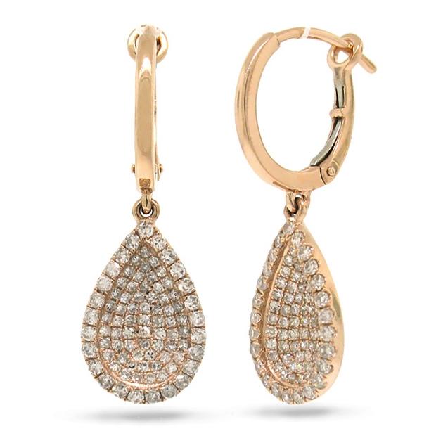 0.76 Ctw 14k Rose Gold Diamond Pave Drop Earring