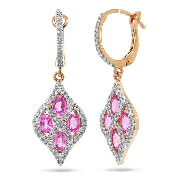 0.49 Ctw Diamond And 1.71 Ctw Pink Sapphire 14k Two-tone Rose Gold