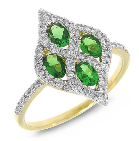 0.24 Ctw Diamond And 0.68 Ctw Green Garnet 14k Two-tone Gold Ring