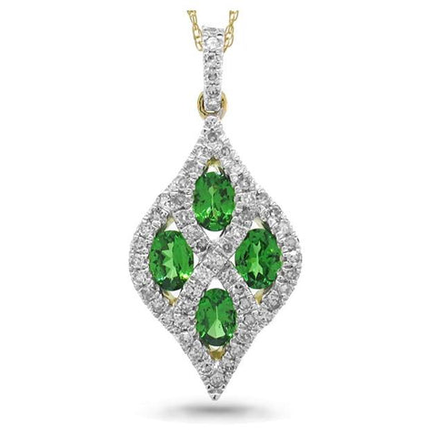 0.26 Ctw Diamond And 0.66 Ctw Green Garnet 14k Two-tone Gold Pendant Necklace With 18 Inch Chain