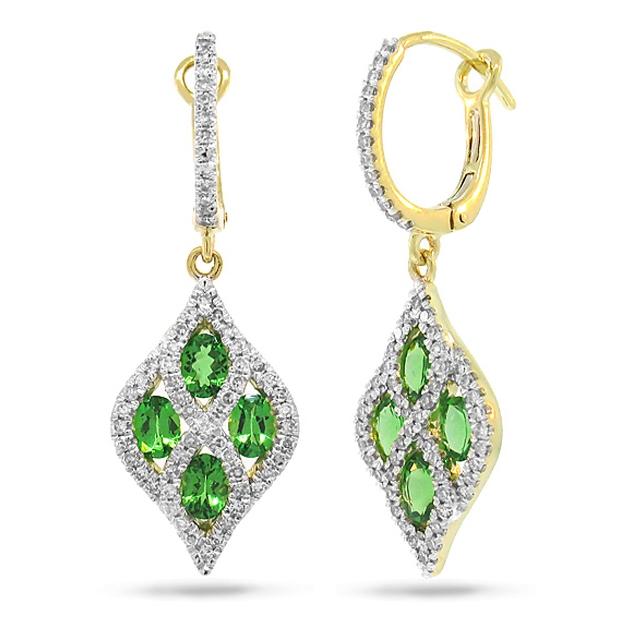 0.49 Ctw Diamond And 1.36 Ctw Green Garnet 14k Two-tone Gold