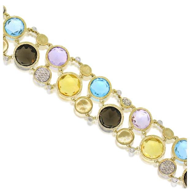 0.45 Ctw Diamond And 42.64 Ctw Multicolor Stone 14k Yellow Gold Bracelet