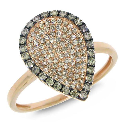 0.50 Ctw 14k Rose Gold White And Champagne Diamond Ring