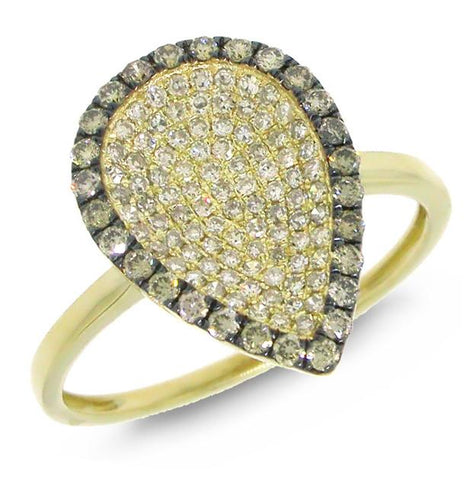 0.50 Ctw 14k Yellow Gold White And Champagne Diamond Ring