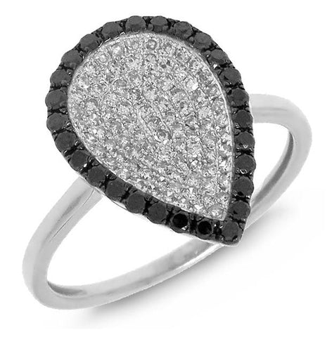 0.50 Ctw 14k White Gold Black And White Diamond Ring