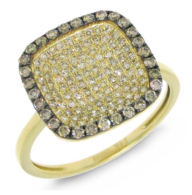 0.60 Ctw 14k Yellow Gold White And Champagne Diamond Ring