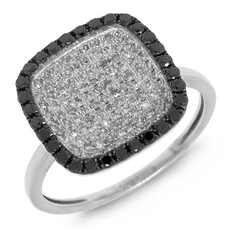 0.60 Ctw 14k White Gold Black And White Diamond Ring