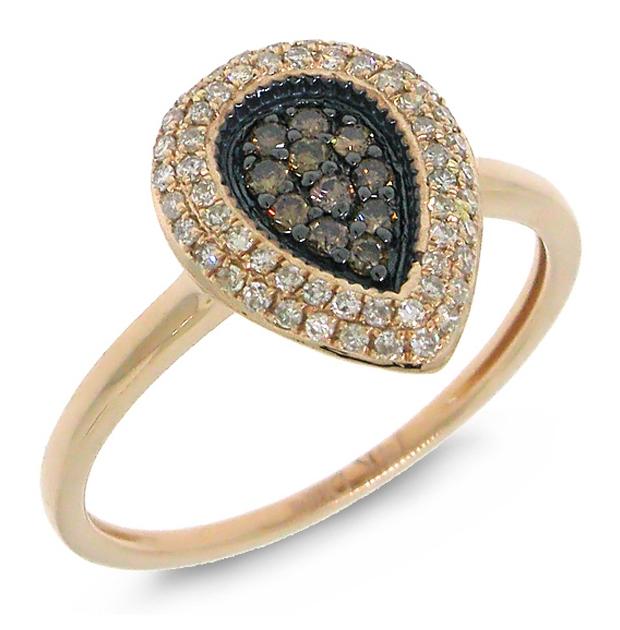 0.31 Ctw 14k Rose Gold White And Champagne Diamond Ring